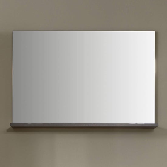 Coyco Rectangular Wall Mirror With Shelf In Wotan Oak And Grey