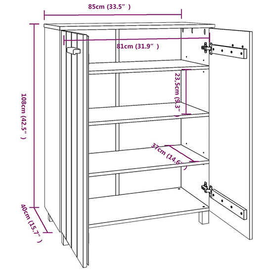 Coyne Pinewood Shoe Storage Cabinet With 2 Doors In Dark Grey_6