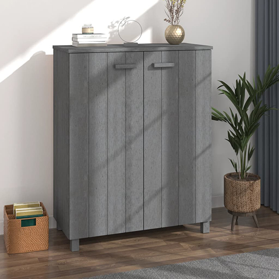 Coyne Pinewood Shoe Storage Cabinet With 2 Doors In Dark Grey