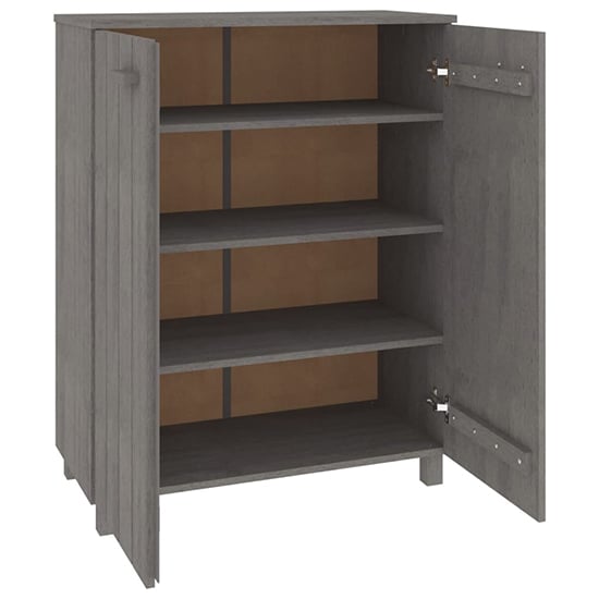 Coyne Pinewood Shoe Storage Cabinet With 2 Doors In Light Grey_5