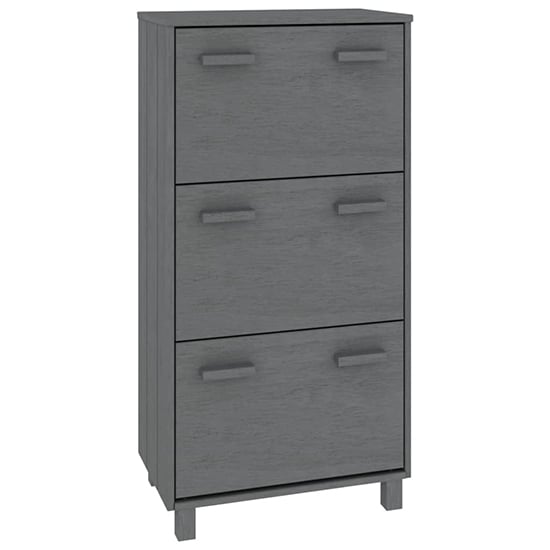 Coyne Pinewood Shoe Storage Cabinet With 3 Doors In Dark Grey_4