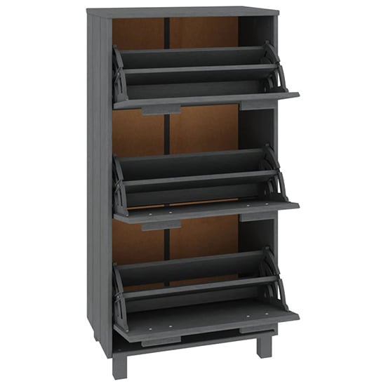 Coyne Pinewood Shoe Storage Cabinet With 3 Doors In Dark Grey_5