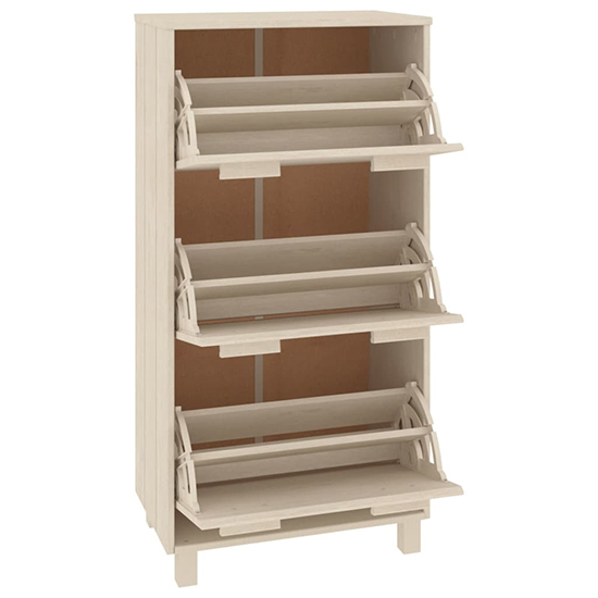 Coyne Pinewood Shoe Storage Cabinet With 3 Doors In Honey Brown_5