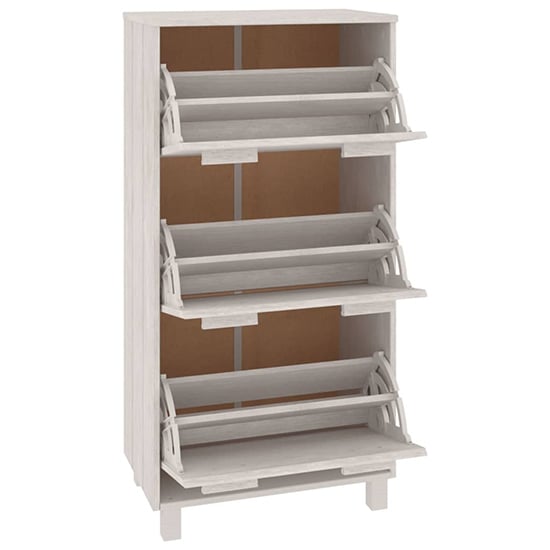 Coyne Pinewood Shoe Storage Cabinet With 3 Doors In White_5