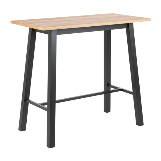 Read more about Cozaa rectangular wooden bar table in wild oak with black legs