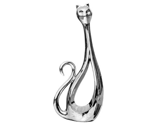 Product photograph of Platinum Tall Cat Sculpture from Furniture in Fashion