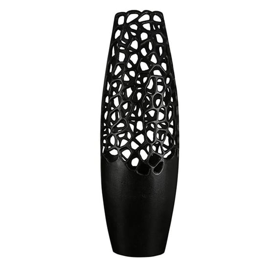 Product photograph of Crackly Aluminium Large Decorative Vase In Matt Black from Furniture in Fashion