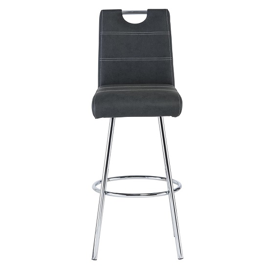 Crafton Bar Stool In Black Faux Leather With Chrome Frame_2