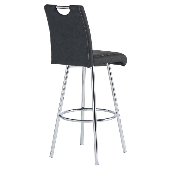 Crafton Bar Stool In Black Faux Leather With Chrome Frame_3