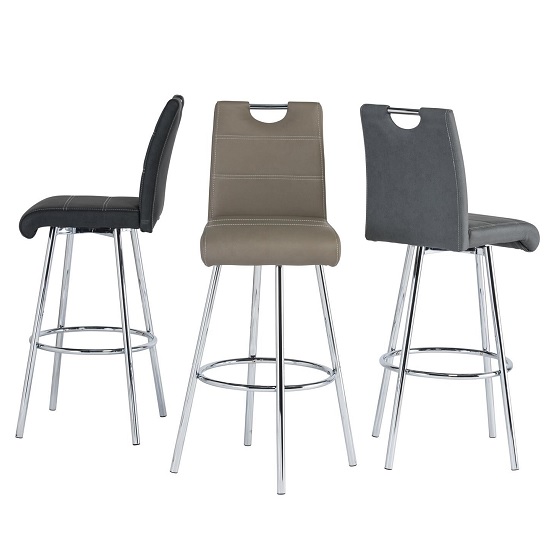 Crafton Bar Stool In Taupe Faux Leather With Chrome Frame_4