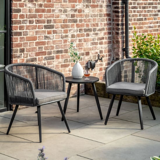 Crail Metal 2 Seater Bistro Set With Rope Weave In Charcoal_1