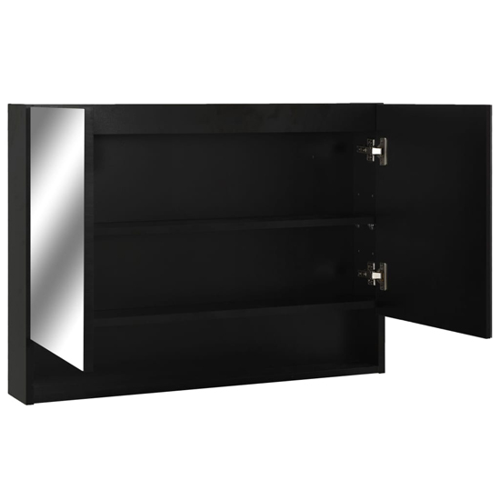Cranbrook Bathroom Mirrored Cabinet In Black With LED