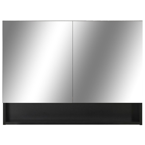 Cranbrook Bathroom Mirrored Cabinet In Black With LED