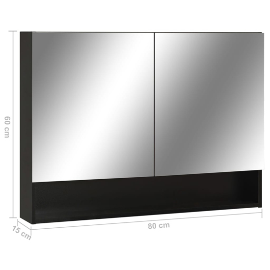 Cranbrook Bathroom Mirrored Cabinet In Black With LED