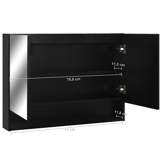 Cranbrook Bathroom Mirrored Cabinet In Black With LED