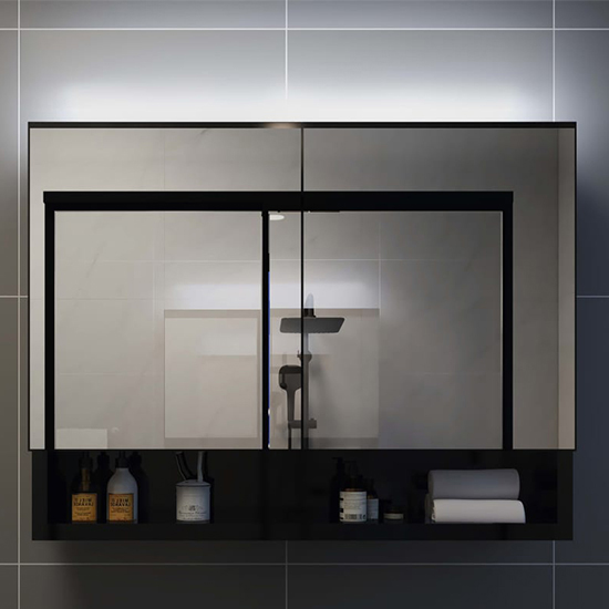 Cranbrook Bathroom Mirrored Cabinet In Black With LED | Furniture in ...