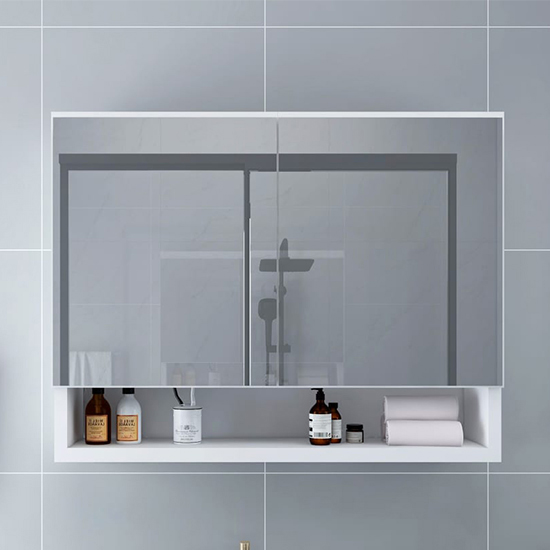 Cranbrook Bathroom Mirrored Cabinet In White With LED