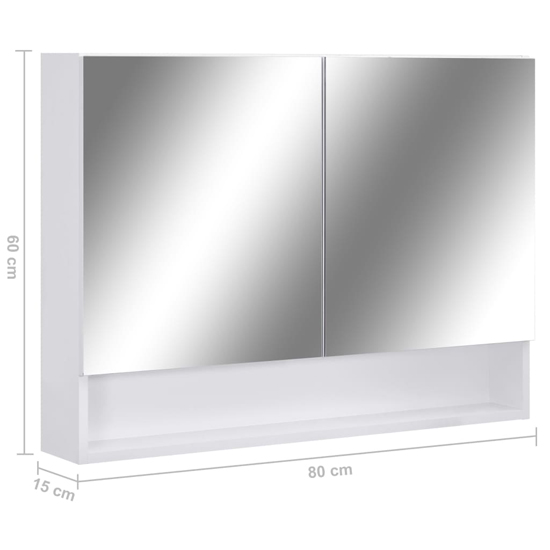 Cranbrook Bathroom Mirrored Cabinet In White With LED