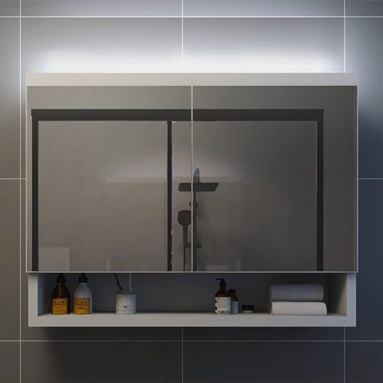 Read more about Cranbrook bathroom mirrored cabinet in white with led