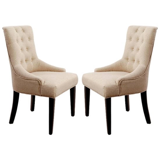 Amarillo Beige Textured Fabric Dining Chairs In Pair