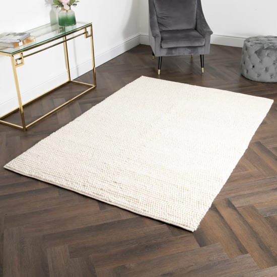 Product photograph of Cranbrook Large Bubble Wool Rug In Cream from Furniture in Fashion