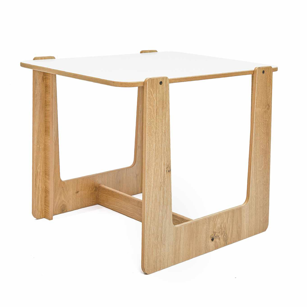 Crane Wooden Kids Table with 2 Chairs in White and Natural