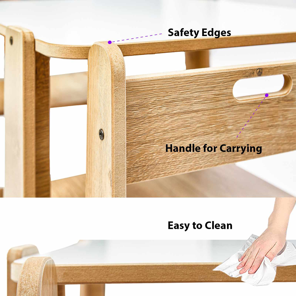 Crane Wooden Kids Table with 2 Chairs in White and Natural
