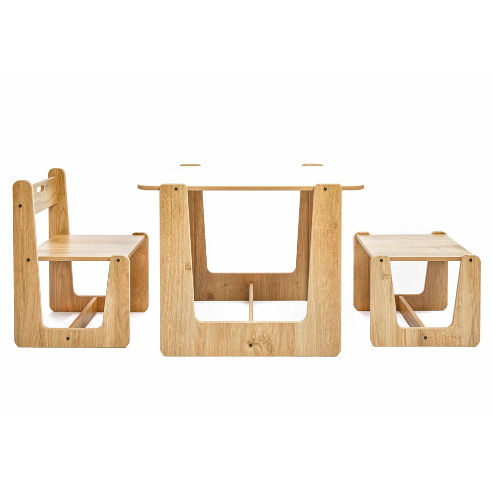 Crane Wooden Kids Table Set in White and Natural