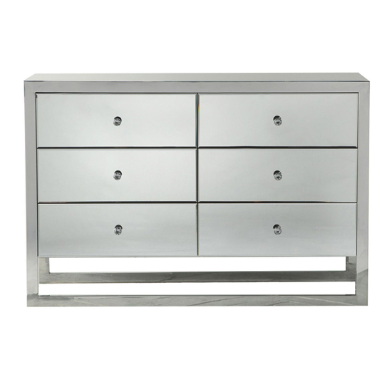 Cranston Mirrored Chest Of 6 Drawers With Silver Metal Frame_3