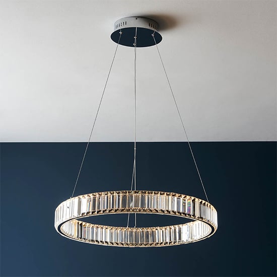 Product photograph of Craven Led Ring Ceiling Pendant Light In Polished Chrome from Furniture in Fashion