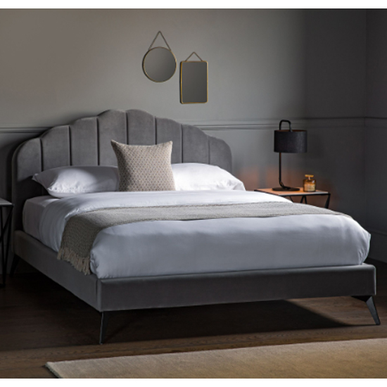 Read more about Craven velvet double bed in grey