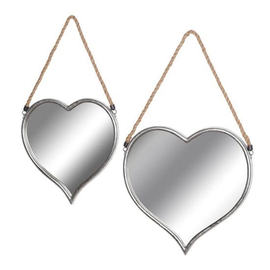 Photo of Crawlier set of 2 heart mirrors in bronze frame with rope detail