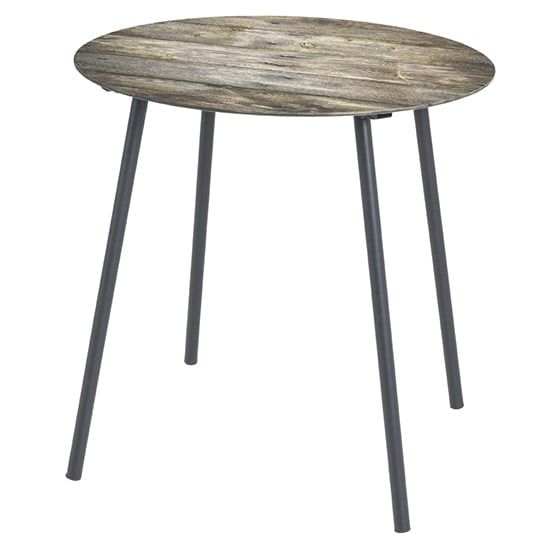 Photo of Creek glass side table in parquet print with black legs