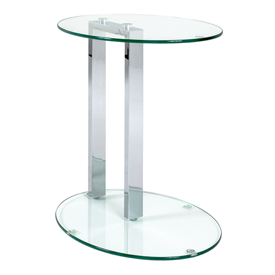Creek Round Clear Glass Side Table With Chrome Stand_2