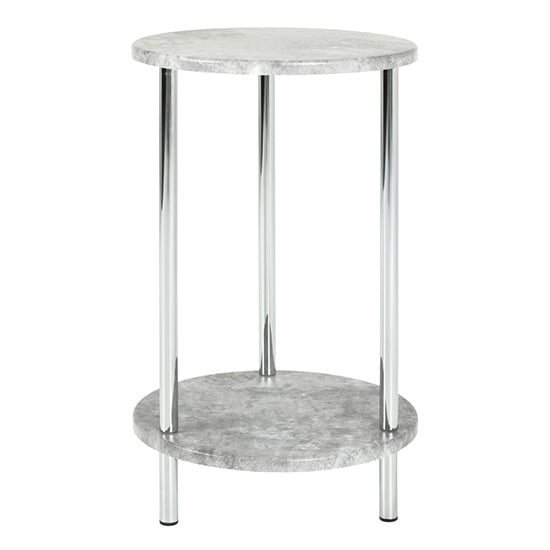 Read more about Creek round wooden side table in concrete effect