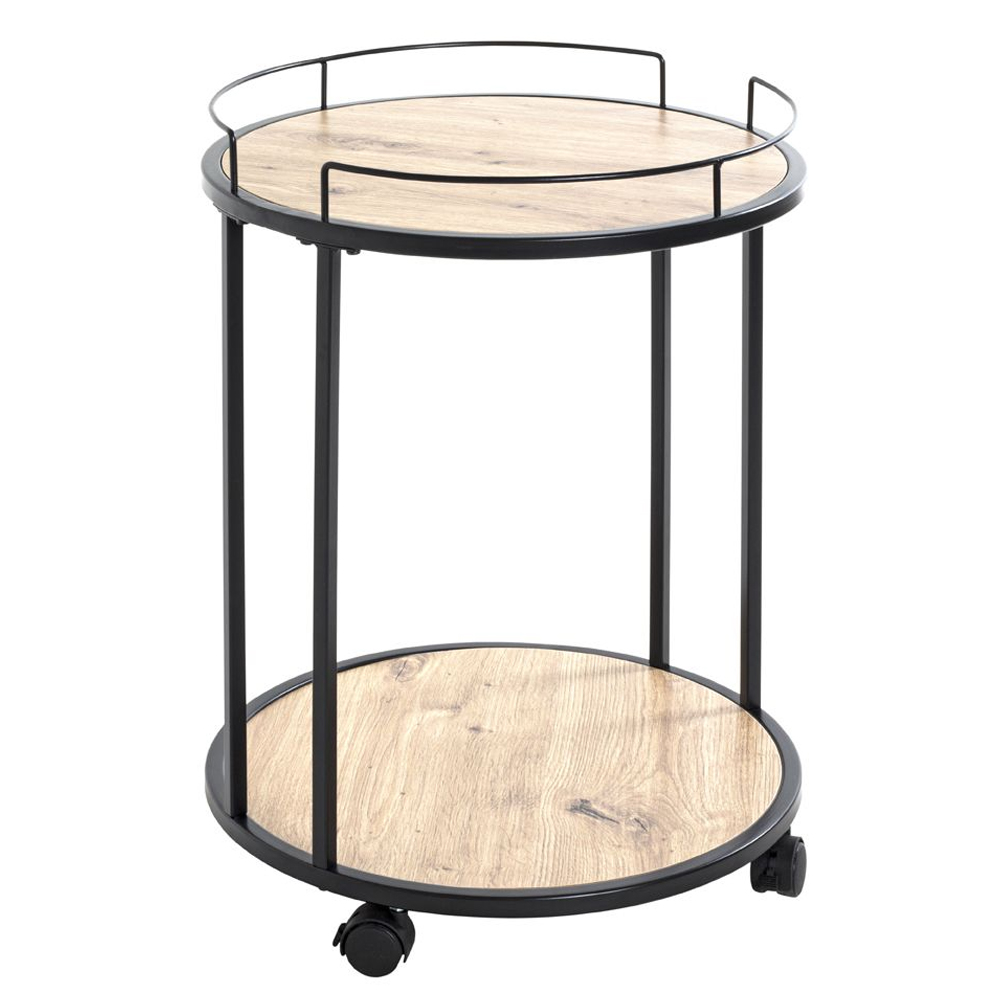 Creek Wooden Drinks Serving Trolley In Oak And Black