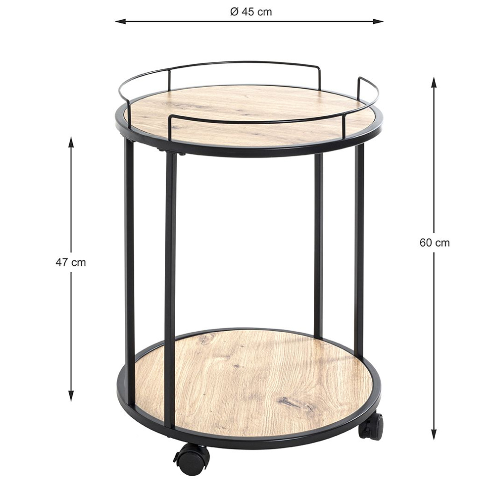 Creek Wooden Drinks Serving Trolley In Oak And Black
