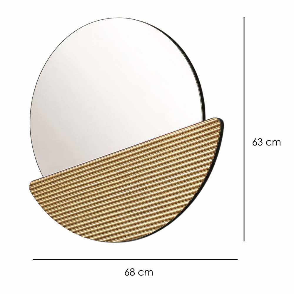 Crescent Glass Wall Mirror with Bronze Wooden Frame