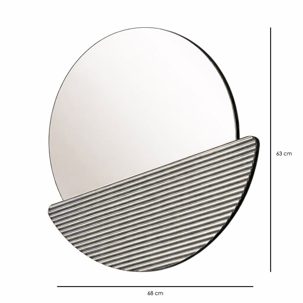 Crescent Glass Wall Mirror with Fume Wooden Frame