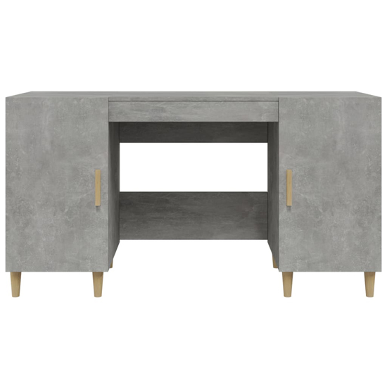 Cress Wooden Computer Desk With 2 Door In Concrete Effect