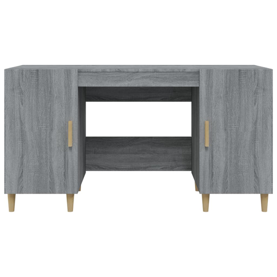 Cress Wooden Computer Desk With 2 Door In Grey Sonoma Oak