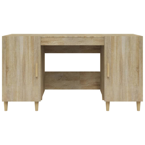 Cress Wooden Computer Desk With 2 Door In Sonoma Oak