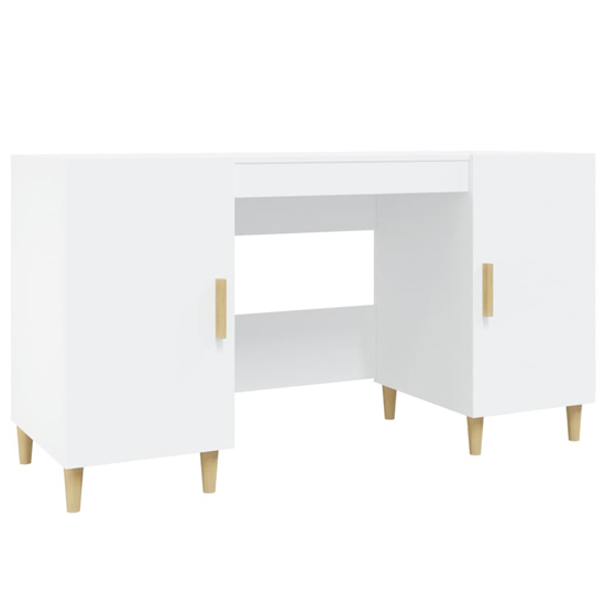 Cress Wooden Computer Desk With 2 Door In White