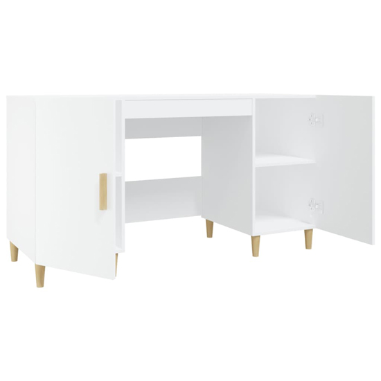 Cress Wooden Computer Desk With 2 Door In White