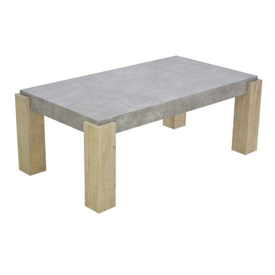 Photo of Crete light concrete top coffee table with sonoma oak legs
