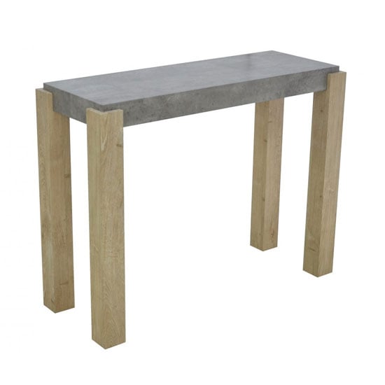 Crete Light Concrete Top Console Table With Sonoma Oak Legs