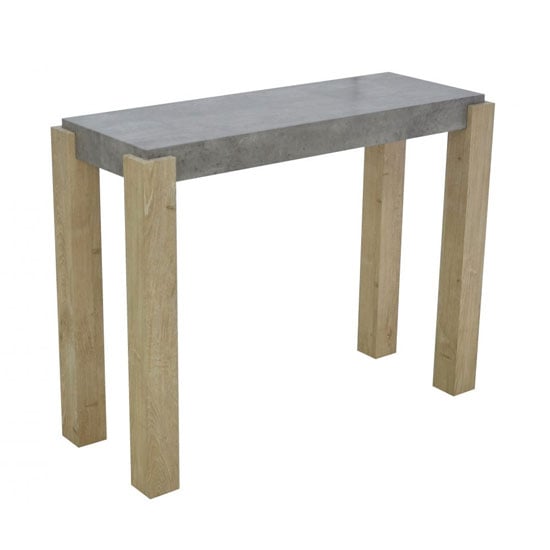 Photo of Crete light concrete top console table with sonoma oak legs