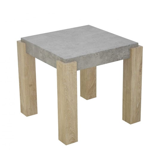 Read more about Crete light concrete top end table with sonoma oak legs