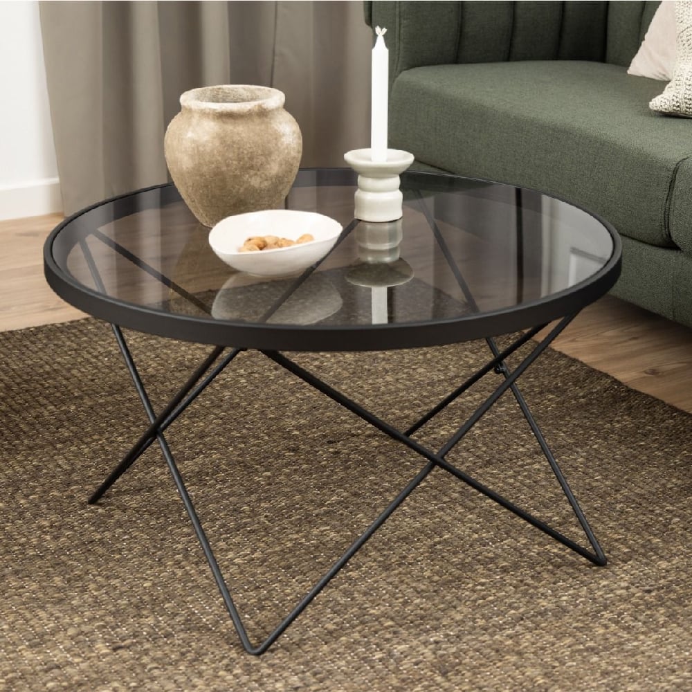 Read more about Crete smoked glass coffee table with black frame