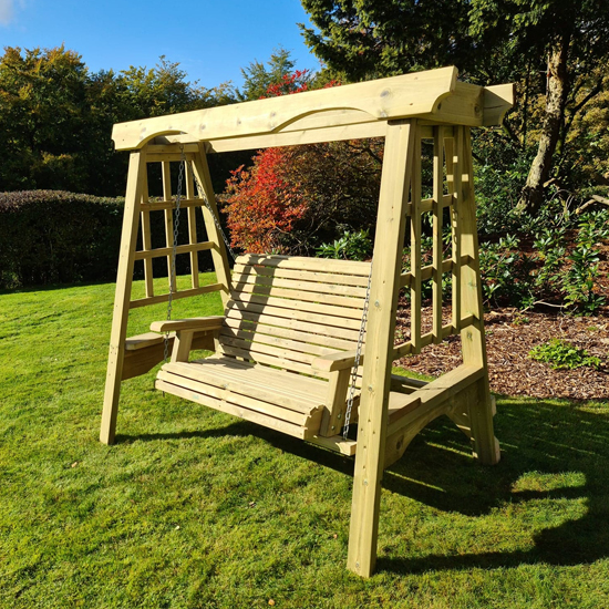 Cretila Small Wooden Garden Swing Seat In Natural